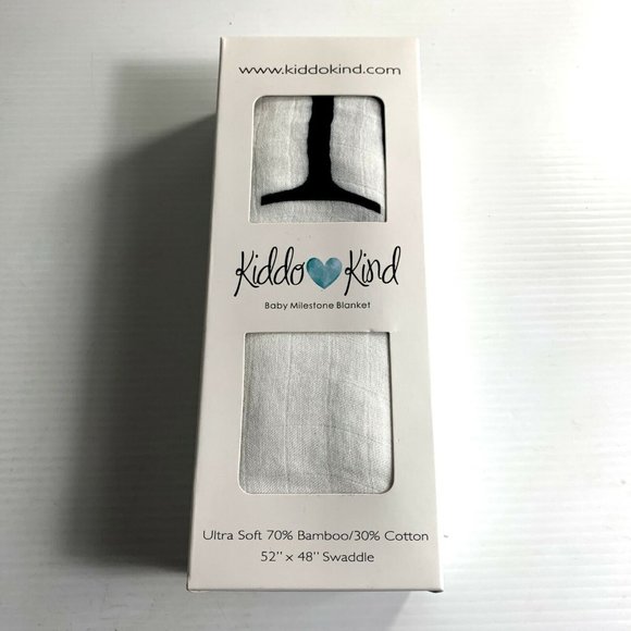 Kiddo Kind Baby Milestone Months Photo Prop Blanket White Black 52"X48" Swaddle - Picture 2 of 6